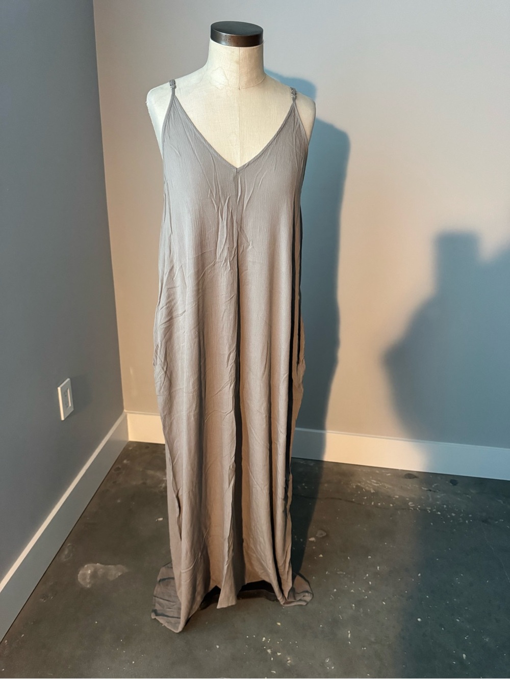 Love Stitch Taupe Maxi Slip Dress